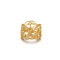 Minimalist gold woven line ring with irregular layered wire nest design on white background - Number 7 / Irregular Bird's Nest Woven Style (JZ8873) / Gold