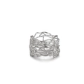 Artistic silver intertwined wire nest ring with unique multilayered texture detail - Number 7 / Irregular Bird's Nest Woven Style (JZ8873) / Silver