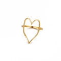 Irregular hollow heart ring with wide gold plating finish for women - Number 7 / Minimalist Hollow Large Heart Style (JZ8898) / Gold
