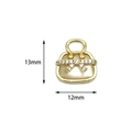 18K gold plated handbag pendant with white shell inlay and bow detail, 13x12mm - Bowknot Bag Style / 13mm x 12mm / Mini White Handbag