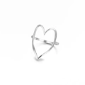 Modern hollow heart-shaped open ring in polished silver stainless steel for women - Number 7 / Minimalist Hollow Large Heart Style (JZ8898) / Silver