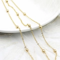 Dettaglio catena a maglie O placcata oro 18K con perline per gioielli fai-da-te - Catena con Perle Clip (235)