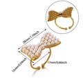 Bowtie shaped zircon gold ring with white pearls in an adjustable open design - Pearl Bow Tie Style (JZ8325) / Gold