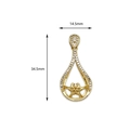 18K vergoldeter Tropfenanhänger mit Mikropavé-Kristallen, Maße 34,5 mm mal 14,5 mm - Tränenform Anhänger Basis Nur (Ohne Perle)