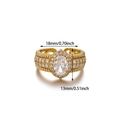 18k gold plated ring with large oval zircon and pavé crystals measuring 18mm width - Oval Large Zirconia Vintage Style (JZ8688) / Gold