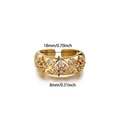 Elegante anillo abierto bañado en oro de 18k con diseño de malla y circonita - Estilo Rombo Calado Lleno de Circonia (JZ8705)