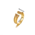 Anillo ajustable dorado con texturas verticales y detalles de circonita brillante - Estilo Rayas de Circonia de Doble Racimo (JZ8702)