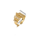 Anillo abierto dorado de varias capas con filas de circonitas brillantes y diseño chic - Estilo Espectacular Pavé de Cuatro Capas (JZ8855)