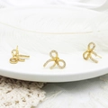 18K gold-plated bow earring studs with pavé zircons and pearl base for DIY jewelry - Bowknot Stud Earrings (Pair)
