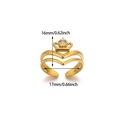 Detail of gold crown ring featuring a heart-shaped zircon and intricate textured band - Heart Zircon Crown Style (JZ8465) / Gold