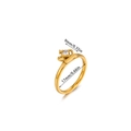 Golden crown ring featuring a central heart-shaped cubic zirconia and 17mm inner diameter - Heart Zirconia Slim Ring Style (JZ8497) / Gold