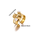 Detail of vintage gold layered ring showing 12mm width and 18mm inner diameter dimensions - Multi-layer Pave Diamond Pearl Style (JZ8511) / Gold