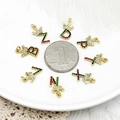 Ciondoli a lettera con corona dorata e zirconi colorati per collane e bracciali - Set Completo Alfabeto