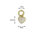 18K gold-plated heart pendant with micro-set zircons, 8.5mm x 9mm size for DIY jewelry - Heart