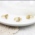 Λεπτομέρεια δαχτυλιδιών πεταλούδα 18K με ζιργκόν και ρυθμιζόμενο ανοιχτό σχέδιο - Δαχτυλίδι Πεταλούδα Χρυσό