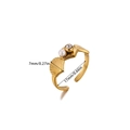 Gold plated stainless steel scallop ring with white pearl and clear zircon stone - Scallop Single Pearl Style (JZ8662-1) / Gold