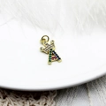 Golden crown initial A pendant with colorful micro-pave cubic zirconia crystals - Letter A