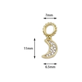 18K gold-plated moon charm with zircon inlays for DIY jewelry making 11x6.5mm - Moon