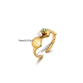 Gold plated stainless steel open ring featuring a white pearl and green zircon accent - Shell Green Gem Pearl Style (JZ8662-2) / Gold