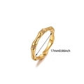 Gold-plated stainless steel bamboo ring with zircon accents and adjustable open band - Bamboo Micro-pave Style (JZ8701) / Gold