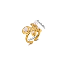 Adjustable golden stainless steel ring with four white pearls and 17mm inner diameter - Spiral Pearl Style (JZ8747) / Gold