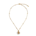 Goldene Edelstahlkette mit Muschelanhänger und kleinen goldenen Perlen für Damen - Meerschnecke 2