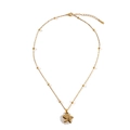 Goldene Perlenkette mit weißem Muschelanhänger und metallischem Seestern-Element - Großer Seestern