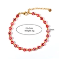Goldene Edelstahl-Fußkette mit roten Evil-Eye-Harzperlen und sicherem Karabiner - Rot (A804)