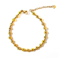 Klassisches Evil Eye Fußkettchen mit gelben Harzperlen und goldenen Edelstahlperlen - Gelb (A805)