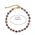 Klassisches Evil Eye Fußkettchen aus Edelstahl mit tiefvioletten Harzperlen Gold - Lila (A808)