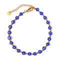 Klassieke evil eye enkelband met donkerblauwe harskralen en gouden roestvrij staal - Donkerblauw (A809)