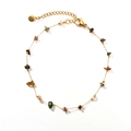 Cavigliera in acciaio inossidabile con pietre naturali colorate e catena dorata - Stile Pietra Terrosa Mista (A823)