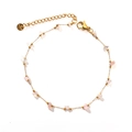 Cavigliera in acciaio inossidabile dorato con pietre rosa e chiusura a moschettone - Stile Pietra Rosa (A824)