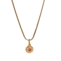 Minimalistische Goldkette mit Gänseblümchen-Anhänger und rosa Edelstein an Boxkette - 18K-Gold / Februar