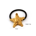 Coletero minimalista de estrella de mar en oro de 18 quilates con banda elástica negra - Forma de estrella de mar (F964)