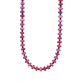 Collier bohème fait main avec perles rondes rouges et petites pierres à facettes bleu foncé - Contraste Rouge Rose & Bleu (E)