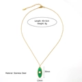 Details der goldenen Seestern-Augen-Halskette mit Maßen und technischer Kettenlänge - Marquise-Grüner Anhänger (N366)