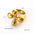 Unregelmäßiger 18K vergoldeter Edelstahlring mit klobiger 25mm Kleeblatt-Oberfläche - Abgerundeter Puffy-Tropfen (F)