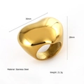 Übertriebener 18K vergoldeter Edelstahl Herzring mit poliertem, klobigem Finish - Großes Klobiges Herz-Statement (I)