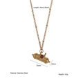 Detail view of oval stainless steel pendant with red gemstone and 45cm chain specs - Red Rhinestone Cylinder Pendant (N25549)