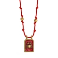 Sternzeichen Krebs Kette mit goldenem Anhänger auf roter Kordel mit Metallperlen - Krebs / 18K-Gold