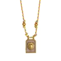 Lion head zodiac pendant with multicolored woven cotton cord and gold bead accents - Leo / 18K Gold