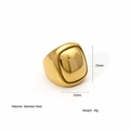 Goldener klobiger Edelstahlsiegelring mit poliertem Finish und einem Gewicht von 18g - US 6 / Dicker Abgerundeter Quadratischer Stil (R438)