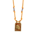 Handmade cord necklace with golden Ganesha elephant pendant and orange woven rope - Virgo / 18K Gold
