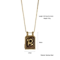 Vintage goldene Edelstahlkette mit quadratischem Anhänger und Widder-Sternzeichen - Widder