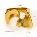 Goldener unregelmäßiger Edelstahlring mit polierter Oberfläche und Wellendesign - US 6 / Unregelmäßiger Plissierter Fluider Stil (R439)