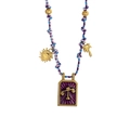 Handmade Libra zodiac necklace with purple enamel pendant and colorful braided rope - Libra / 18K Gold