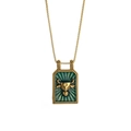 Vintage-Halskette mit Stier-Sternzeichen-Anhänger in Grün und Gold aus Edelstahl - Stier
