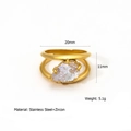Moderner doppelreihiger Edelstahlring mit birnenförmigem Zirkon in edlem Silber-Finish - US 6 / Gold (Stil R435)