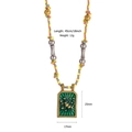 Handmade zodiac cord necklace featuring a green enamel rectangle pendant with gold moon - Scorpio / 18K Gold